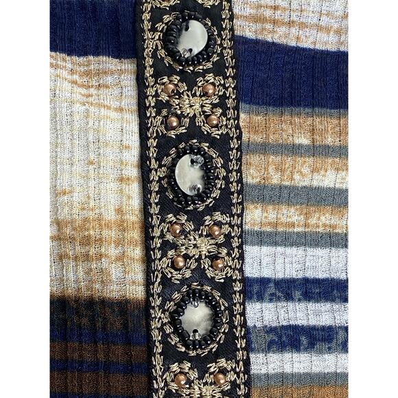 Mishca Women's Neutral Tones Tunic Length Bead Detail Top Size Small - Picture 3 of 8